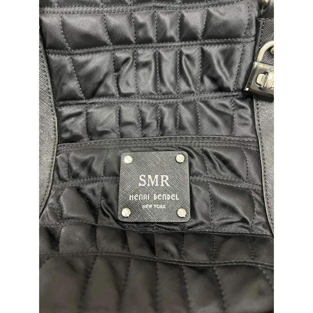 Henri Bendel Jetsetter Tote Black Quilted Nylon Leather Large Preppy Mint - Picture 15 of 15